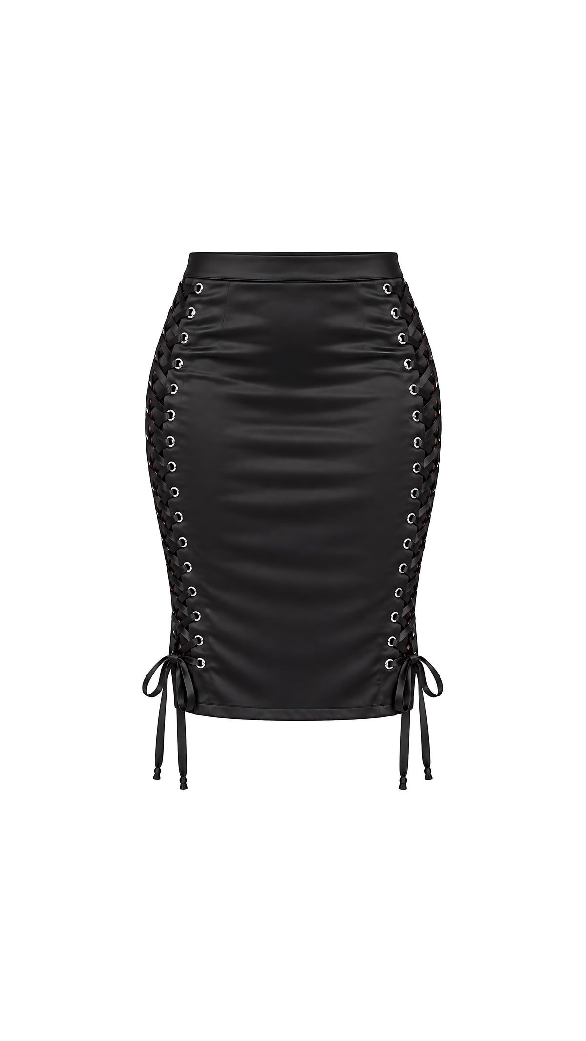 Luxury Co. Lace-Up Midi Skirt & Corset Black