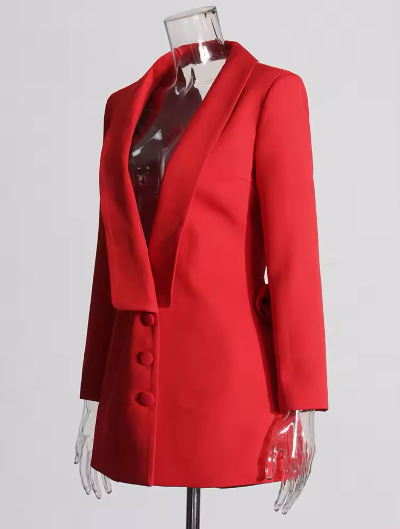 Rose Appliqué Blazer Dress