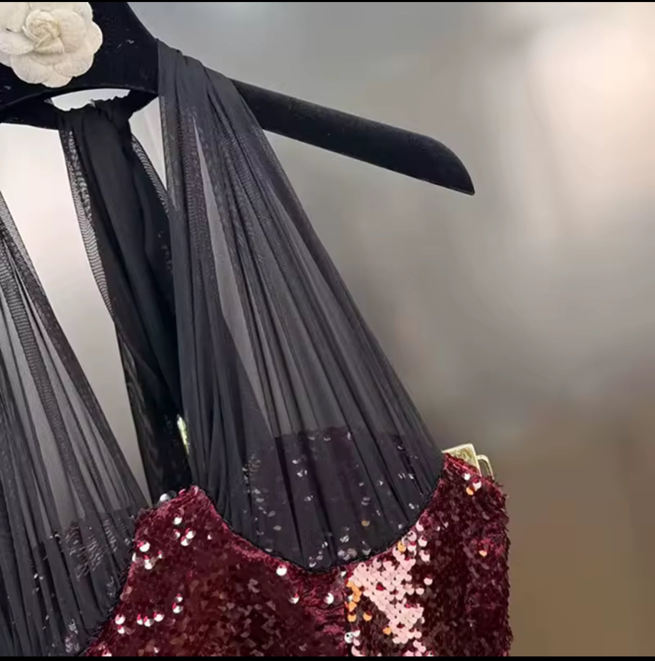 Burgundy Sequin Corset Mini Dress