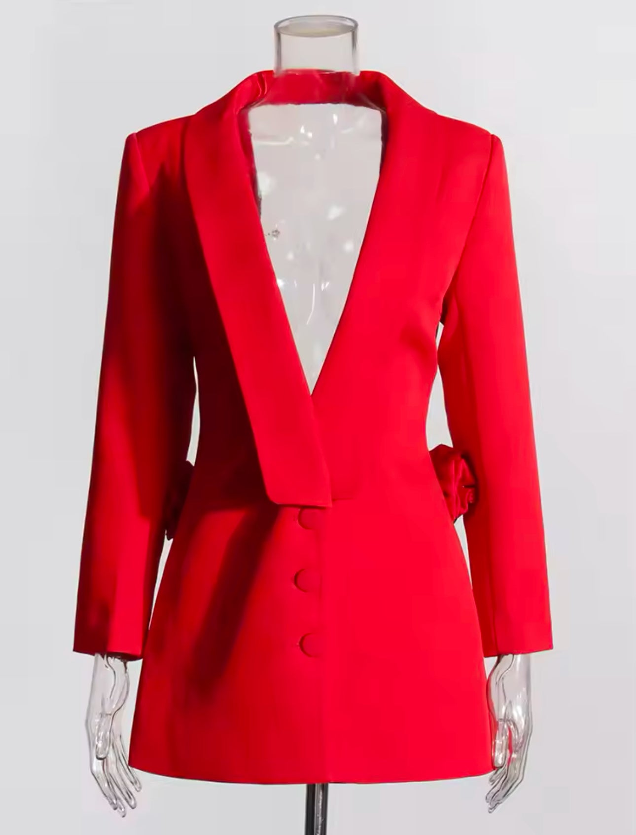 Rose Appliqué Blazer Dress