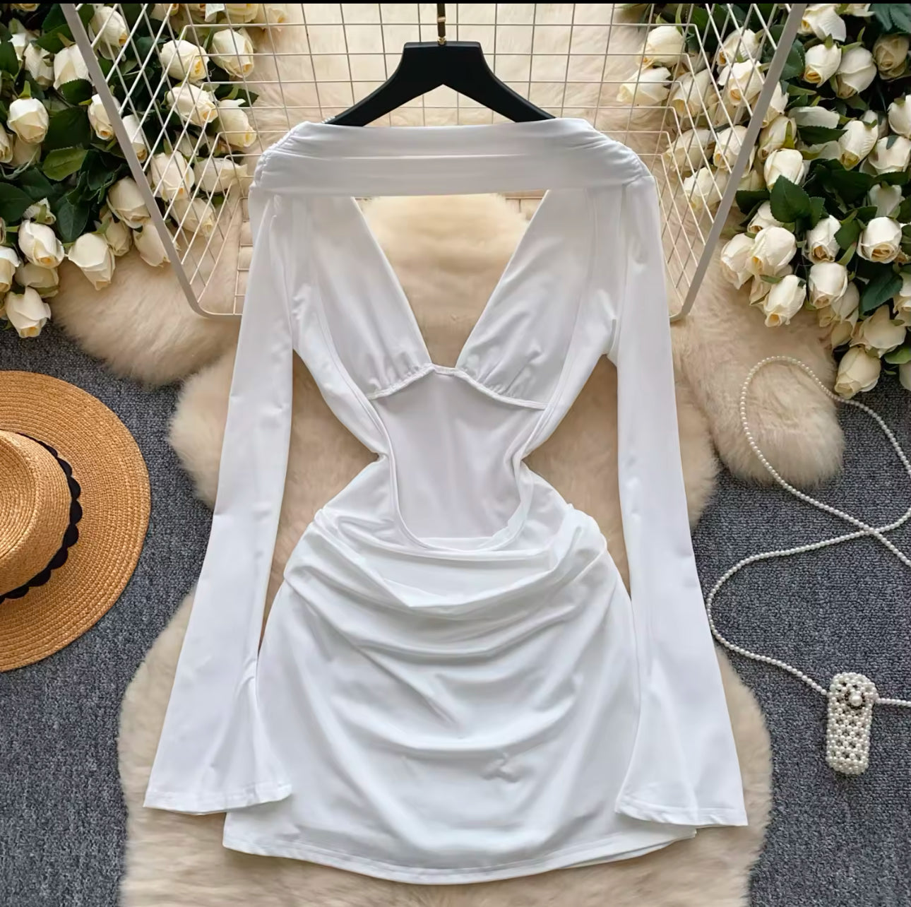Elegant White Long Sleeve Mini