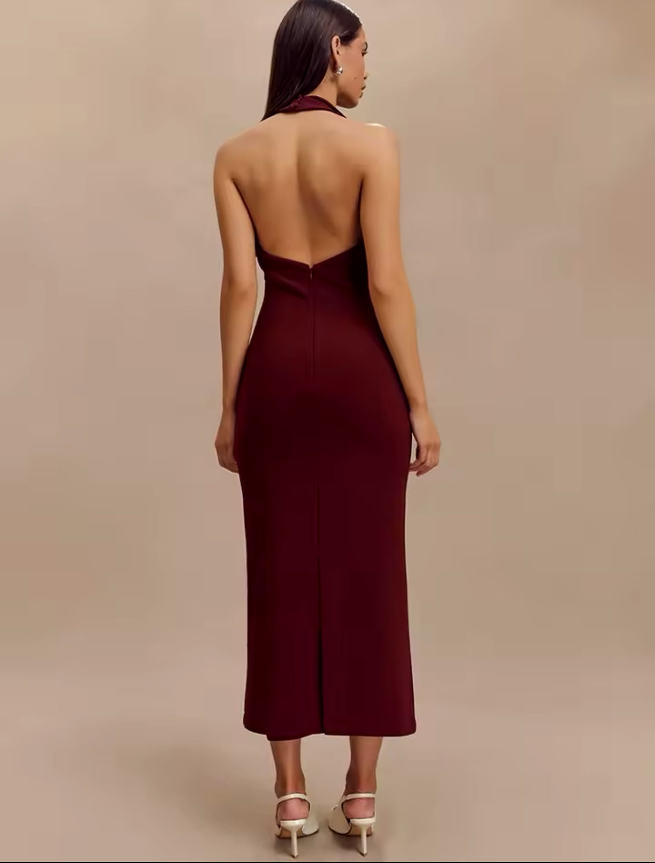 Tuxedo Collar Halter Dress