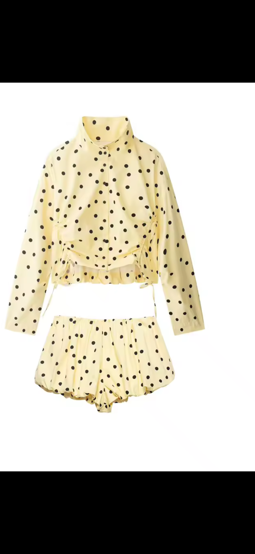 Yellow Polka Dot Ruffle Short Set