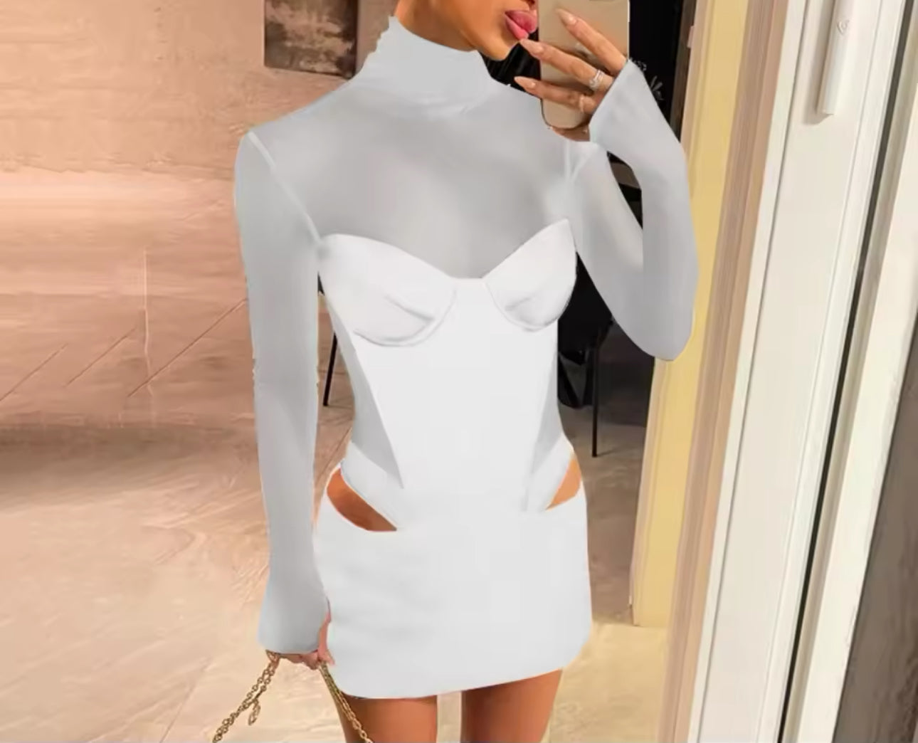 Black Mesh Mini Dress