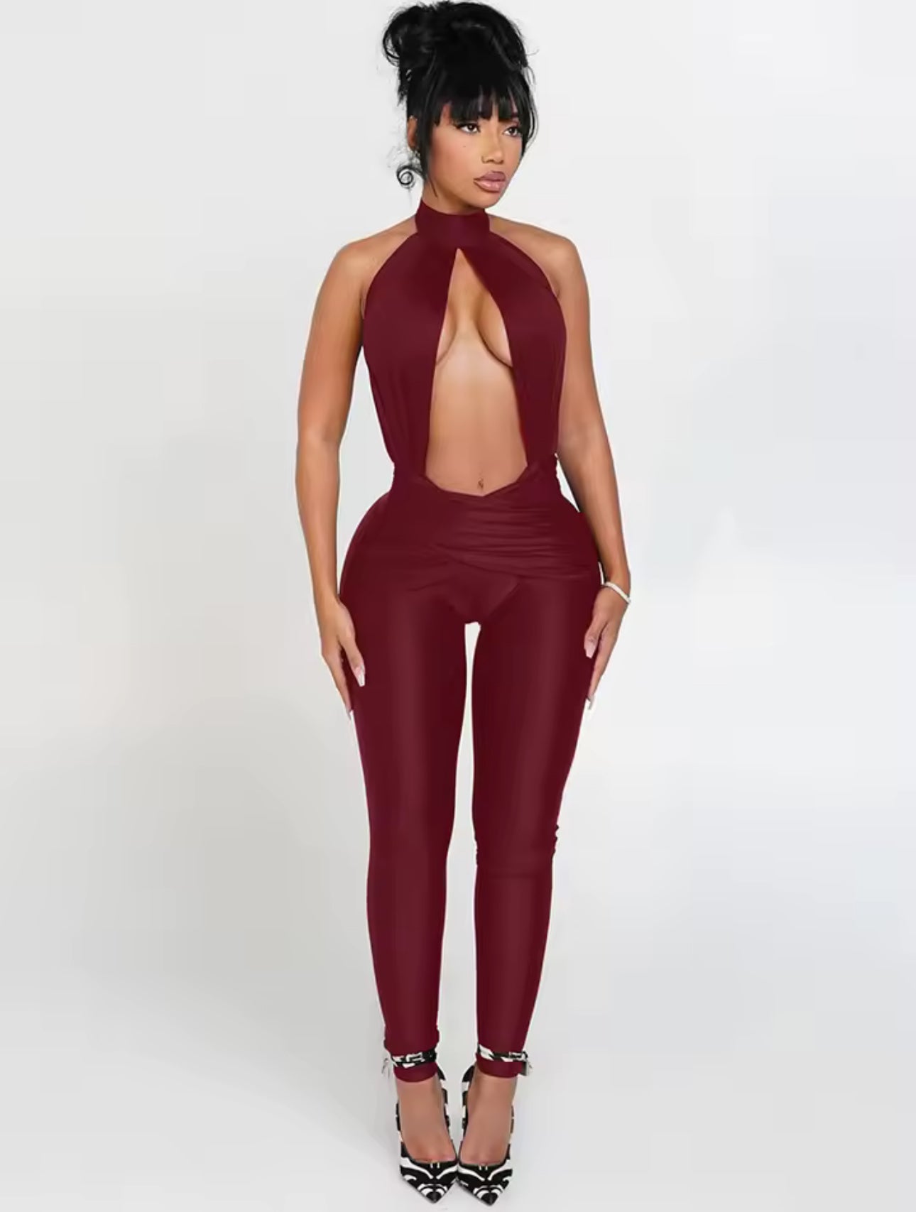Luxury Professionals | Bordeaux Halter Jumpsuit