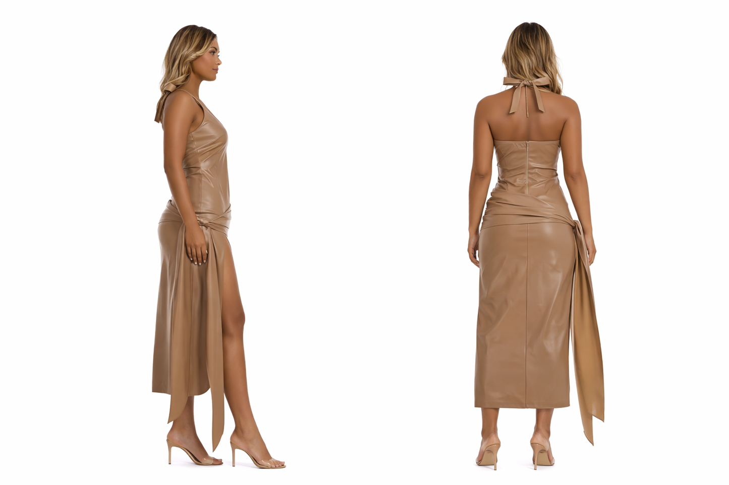Leather V-Neck Gown