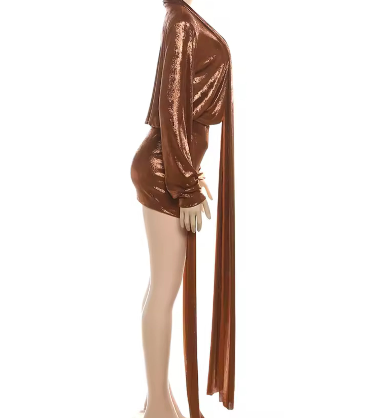 Luxury Metallic Mini Dress – Shimmering Brown & Silver Bodycon Party Dress