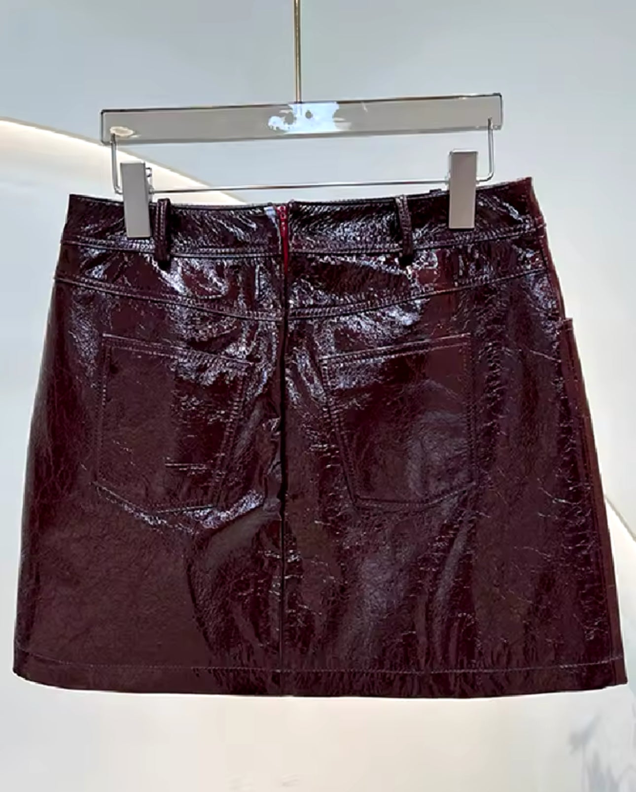 Two Piece Faux Leather Skirt Set