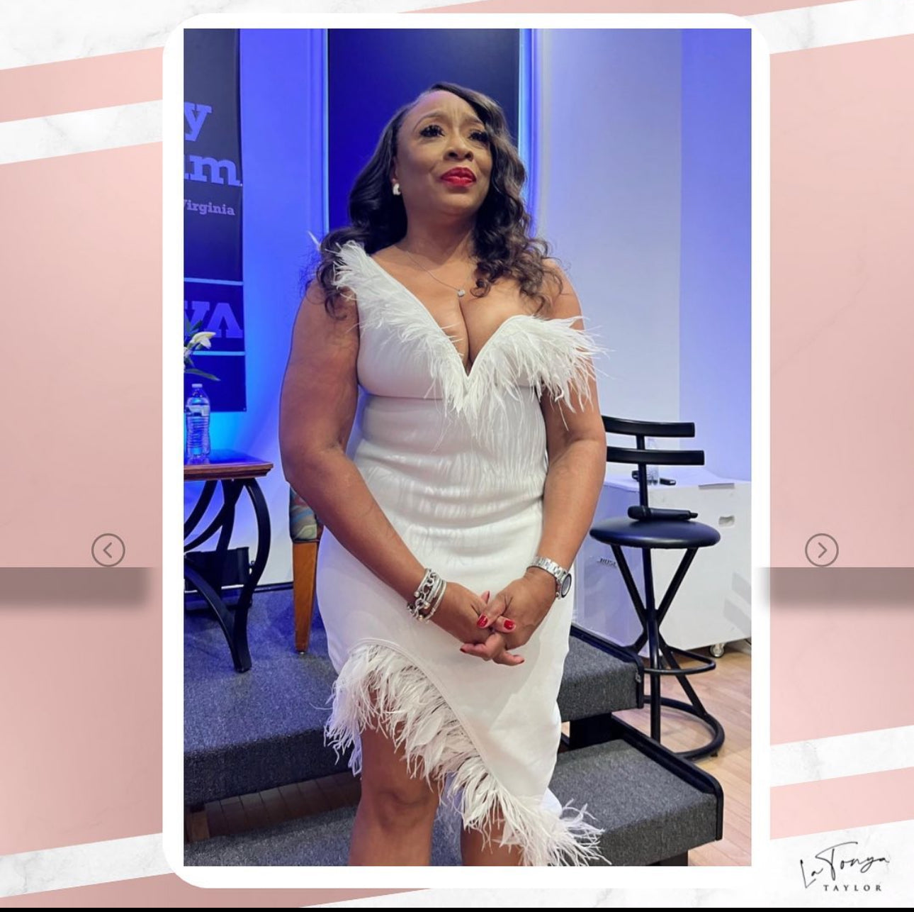 Pink Feather Formal Dress