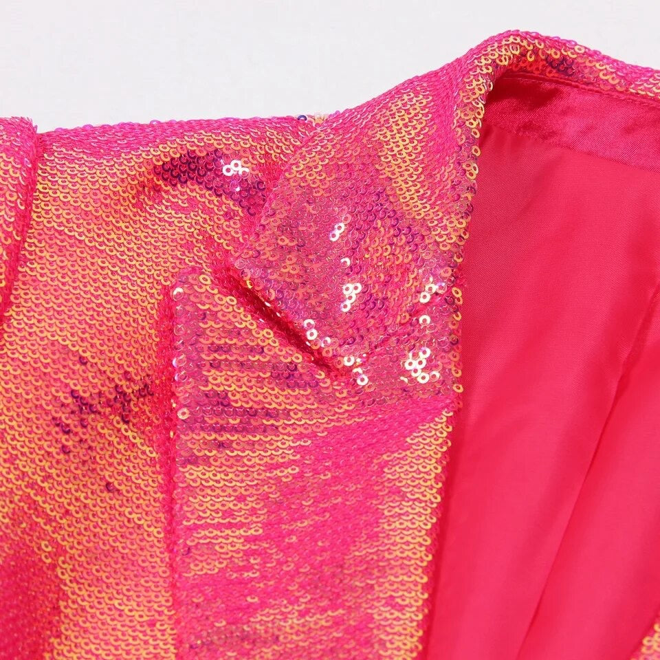 Hot Pink Sequin Blazer with Pants