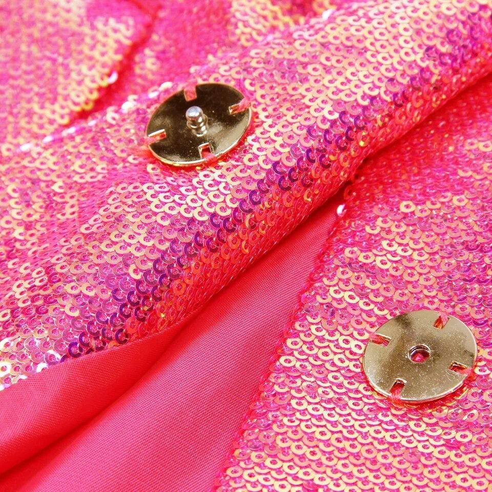 Hot Pink Sequin Blazer with Pants
