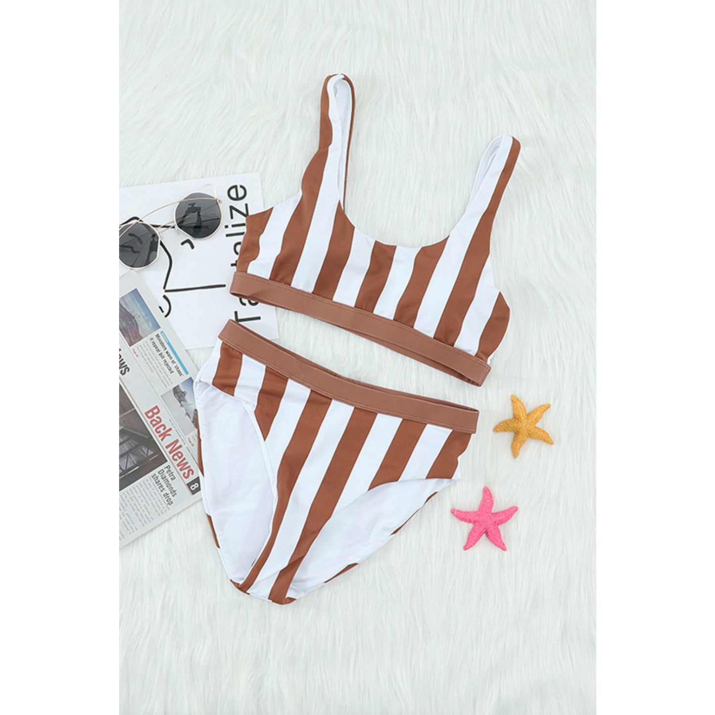 Striped Tank High Waist Bikini