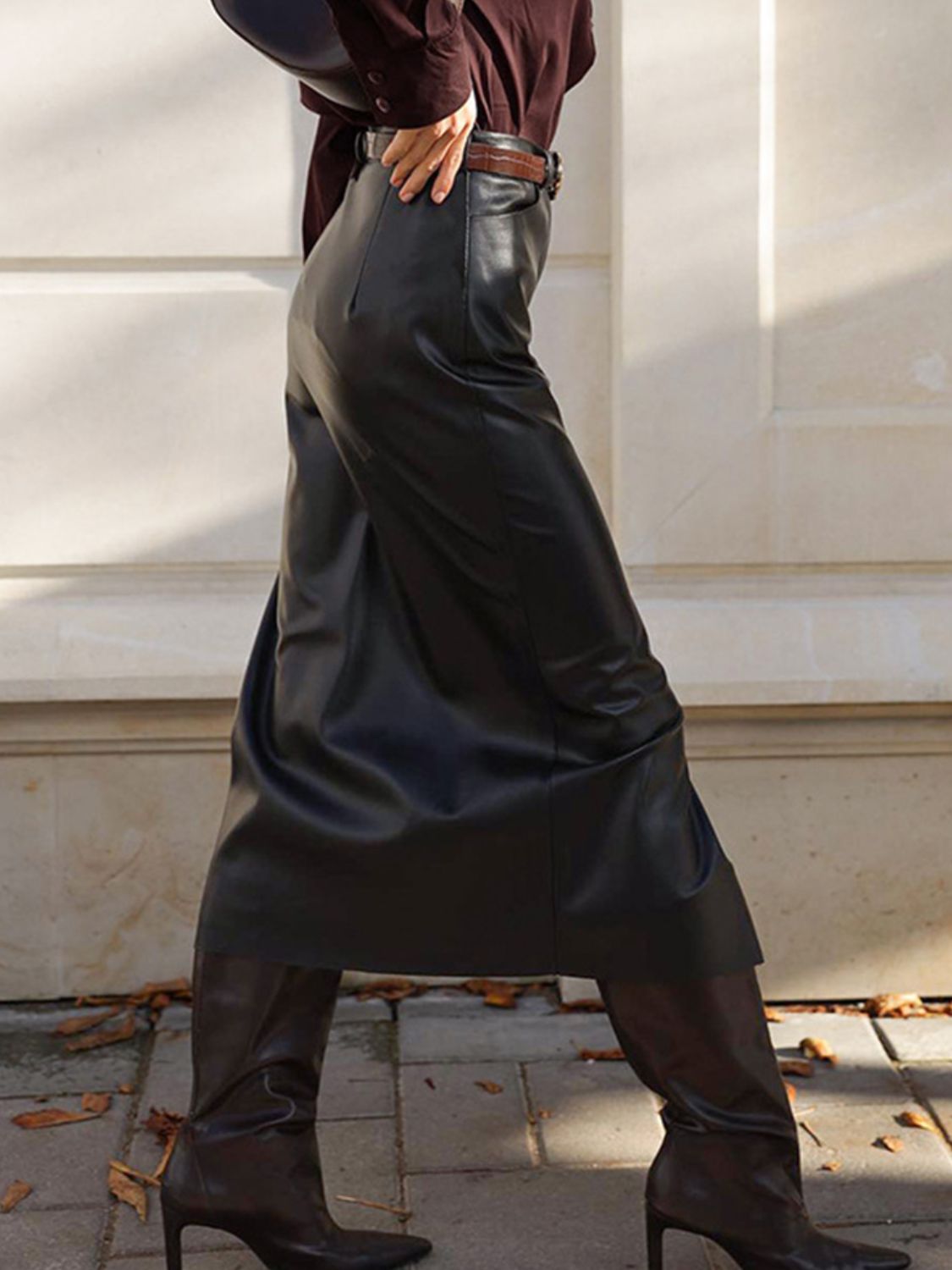 Luxury professionals side view midi skirt