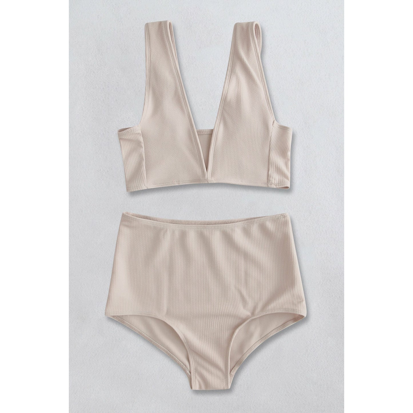 Ribbed V-Neck Bikini Set