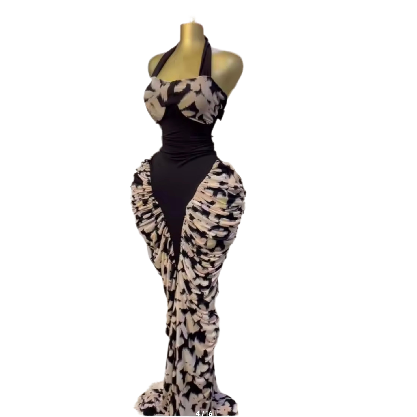 Ruched Painted Curves Gown LUXURY Co. Fashion Brand