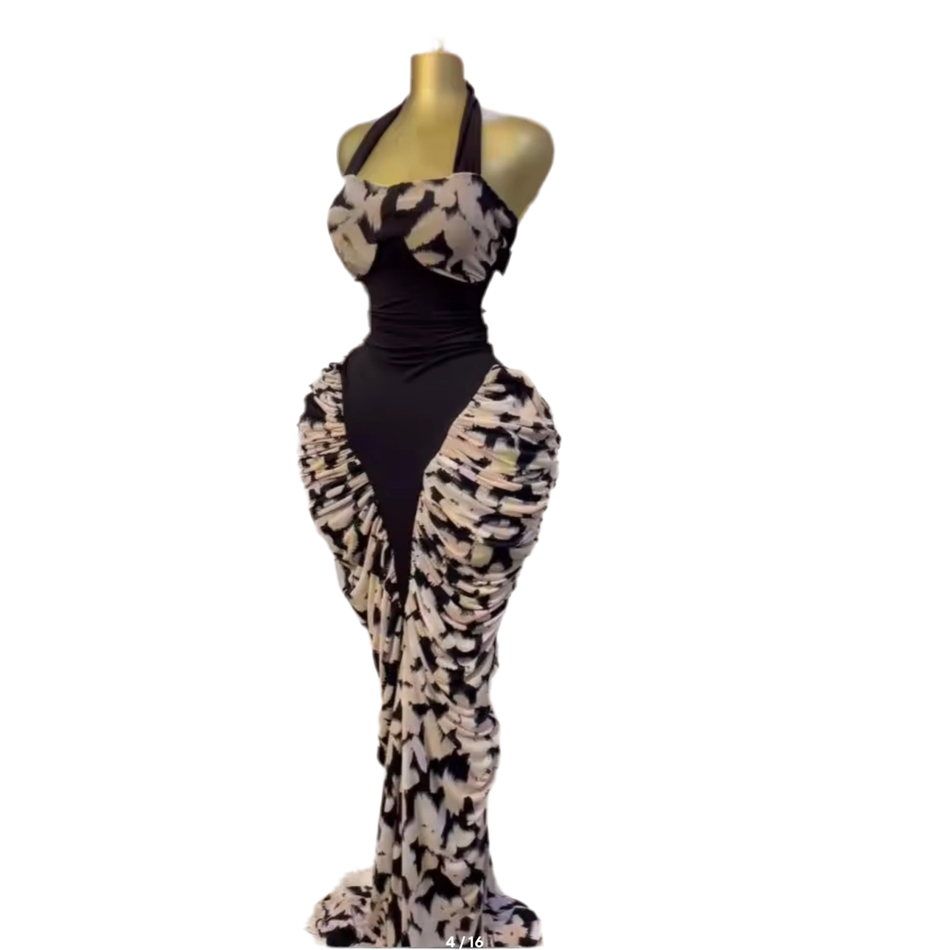 Ruched Painted Curves Gown LUXURY Co. Fashion Brand