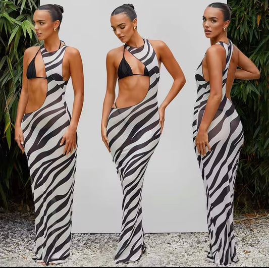 Zebra Muse Cutout Maxi Dress
