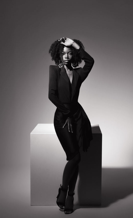 LUXURY CO.| BLAZER SATIN WRAP SKIRT SET LUXURY CO. FASHION BRAND