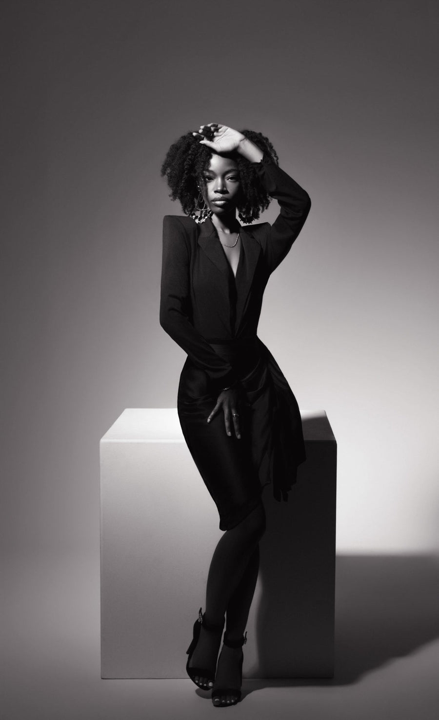 LUXURY CO.| BLAZER SATIN WRAP SKIRT SET