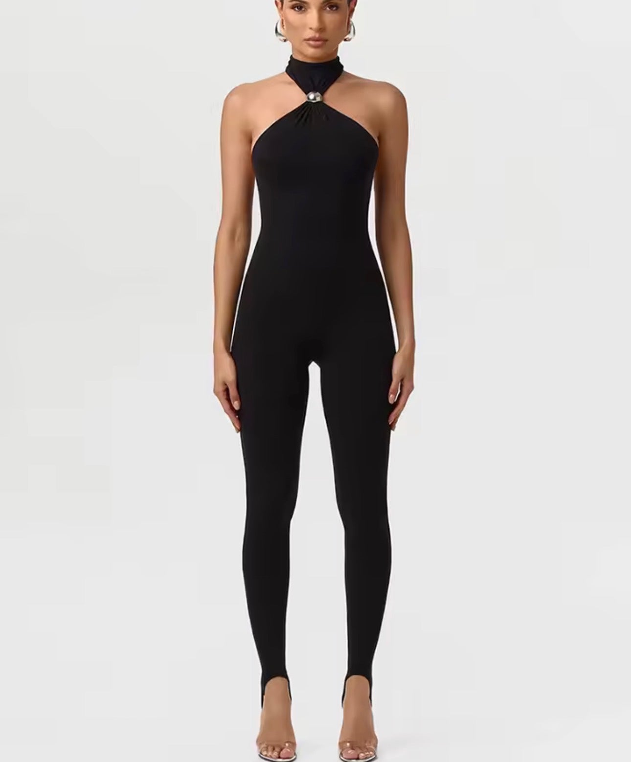 Midnight Sculpt Halter Jumpsuit