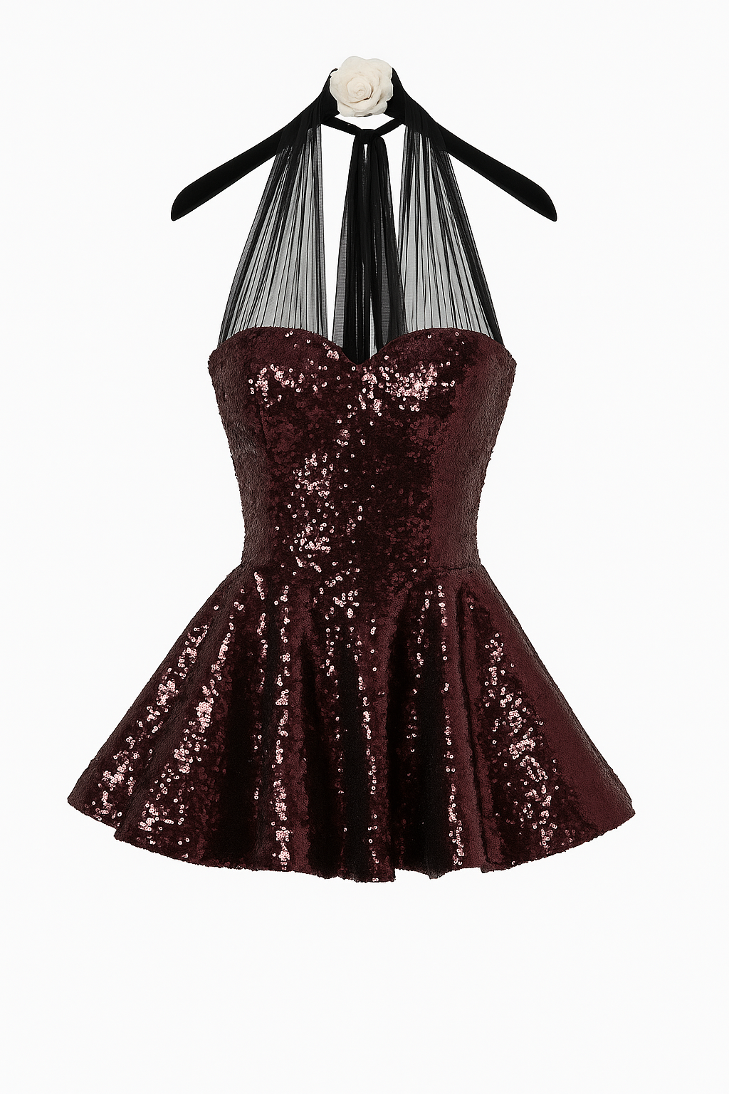 Burgundy Sequin Corset Mini Dress