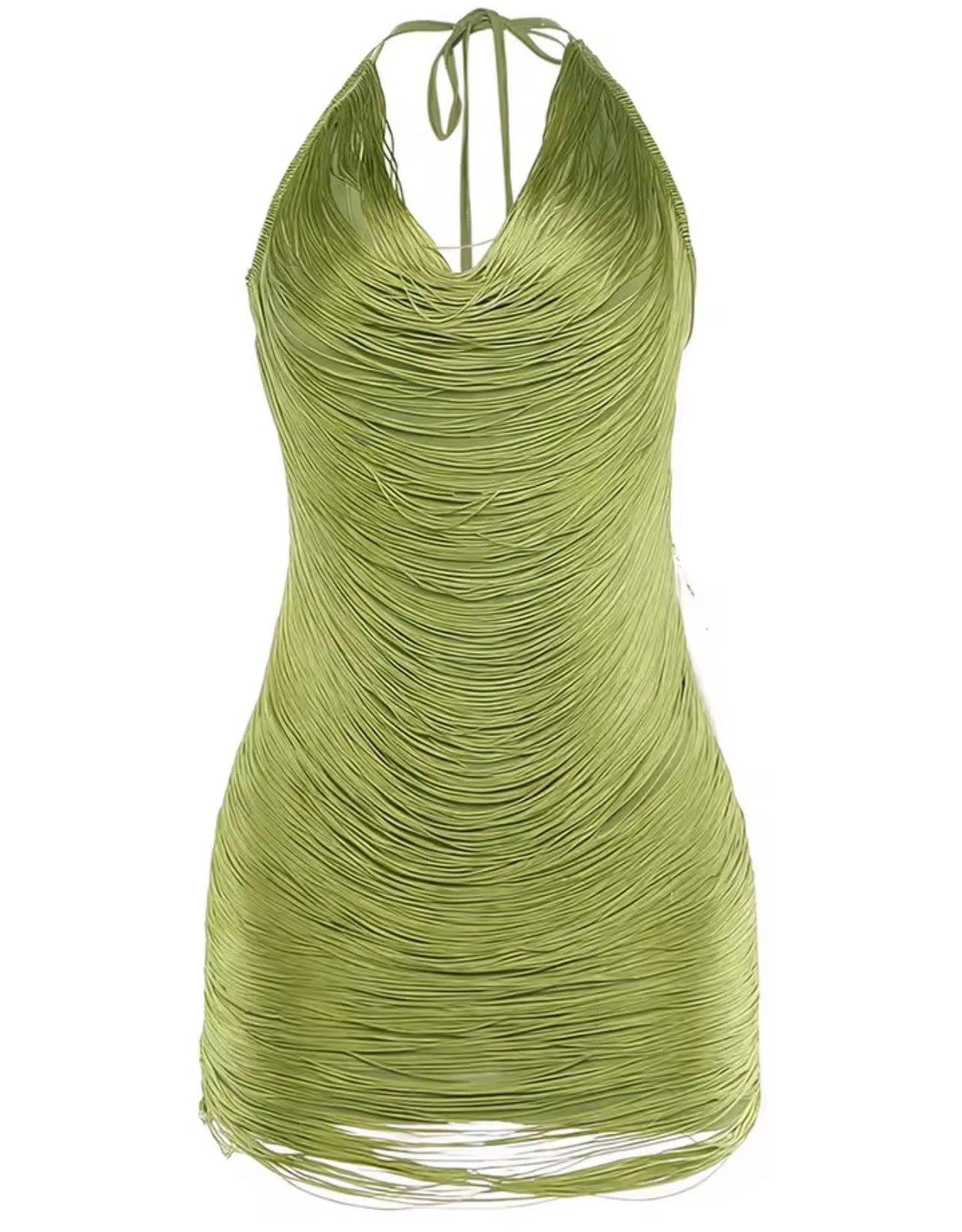 The Liquid Fringe Halter Dress