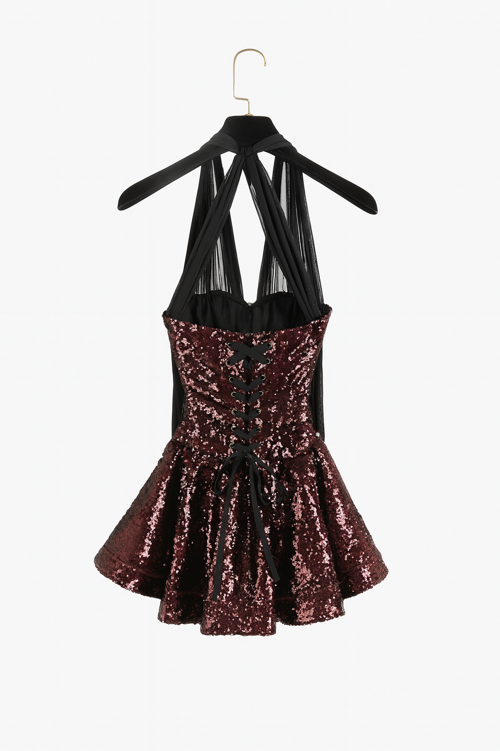 Burgundy Sequin Corset Mini Dress