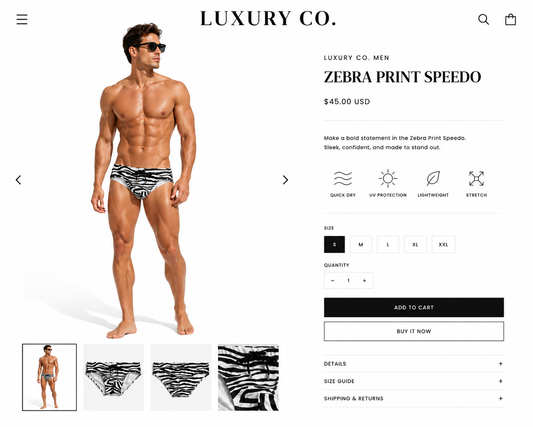 Luxury Co. Men Zebra Print Swim Brief