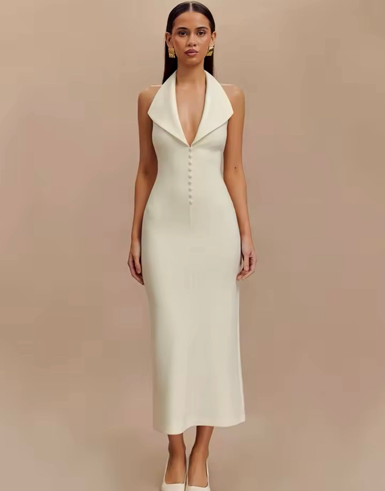 Tuxedo Collar Halter Dress Luxury Professionals Shop Tuxedo Collar Halter Dress Luxury Professionals Shop