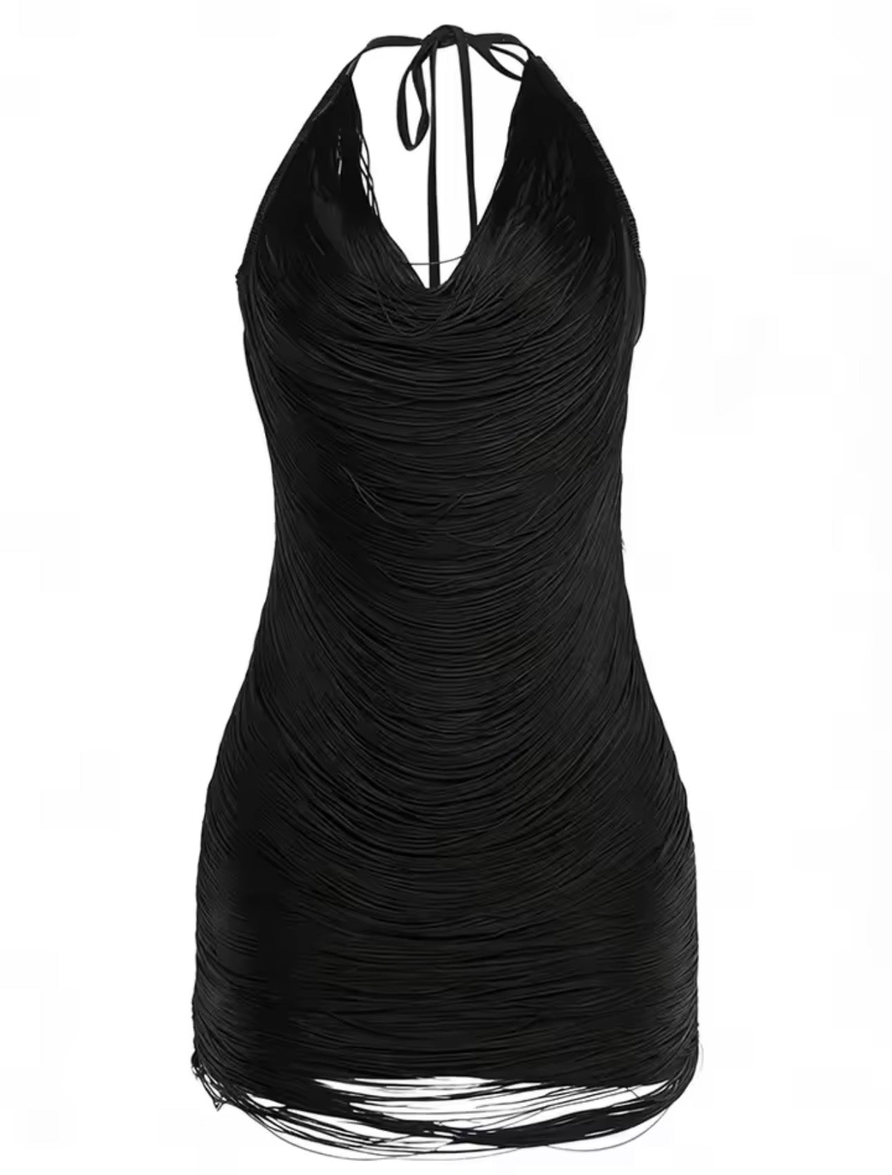 The Liquid Fringe Halter Dress