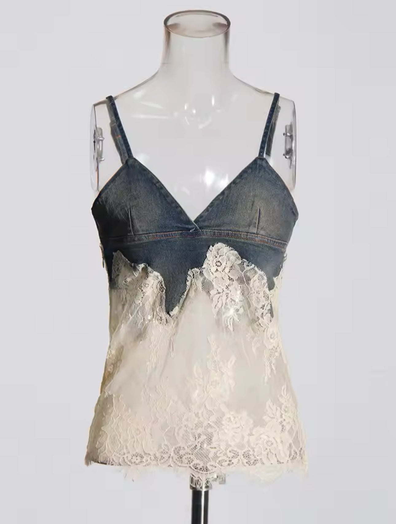 Two piece Denim and lace set