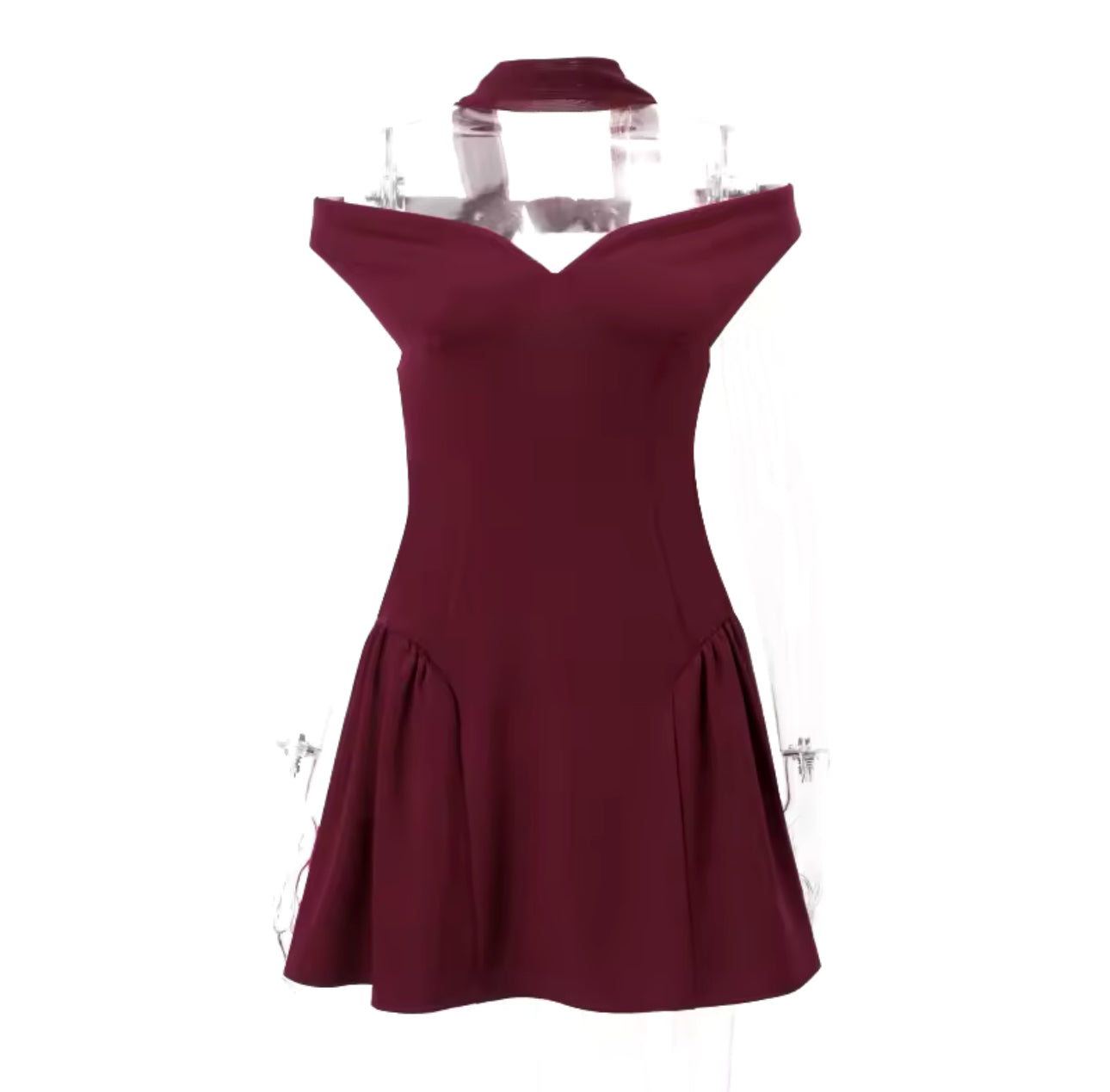Strapless Wine Color Dress