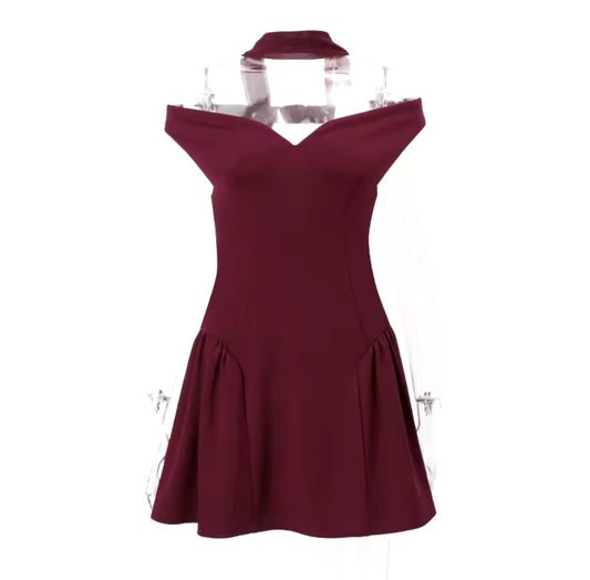 Strapless Wine Color Dress