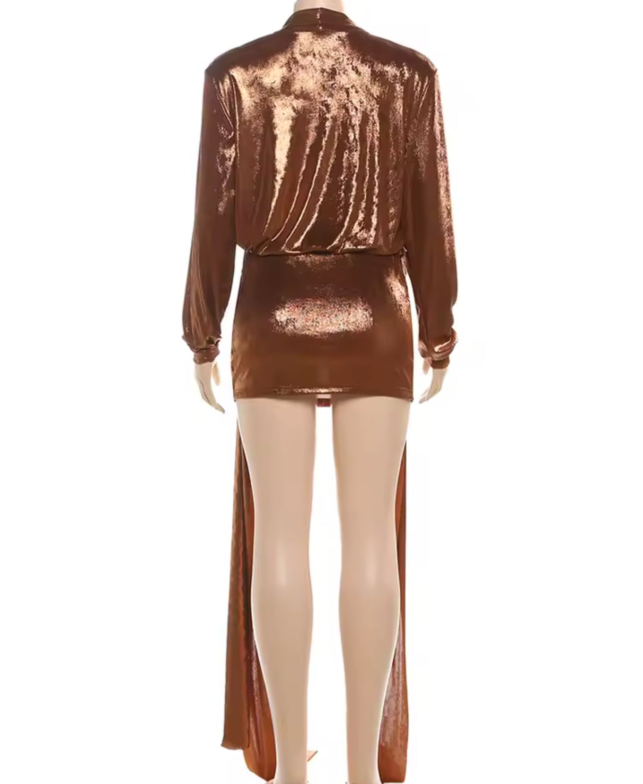 Luxury Metallic Mini Dress – Shimmering Brown & Silver Bodycon Party Dress