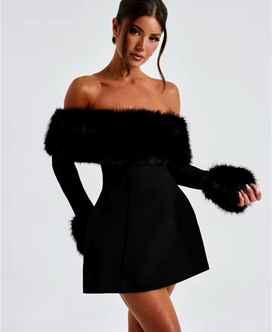 Fur Trim Dress