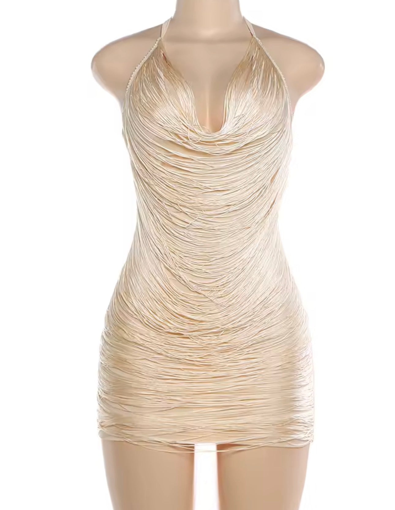 The Liquid Fringe Halter Dress
