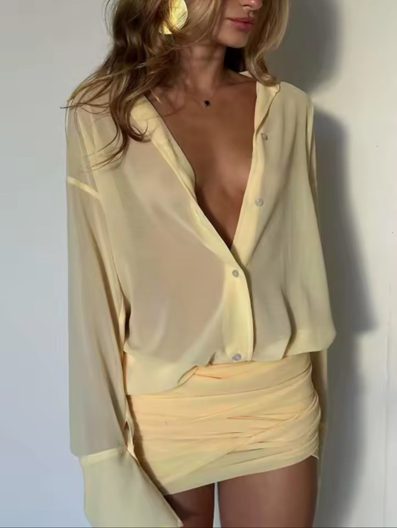 Long Sleeve Mesh Dress