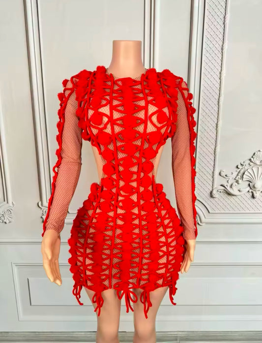 Crochet Mesh Mini Dress