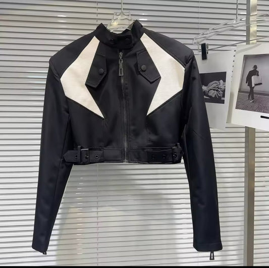 Cropped Jacket High Split Set