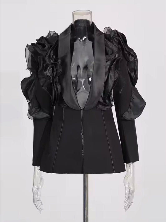 LUXURY CO. | RUFFLED ELEGANCE BLAZER ONLY LUXURY CO. FASHION BRAND