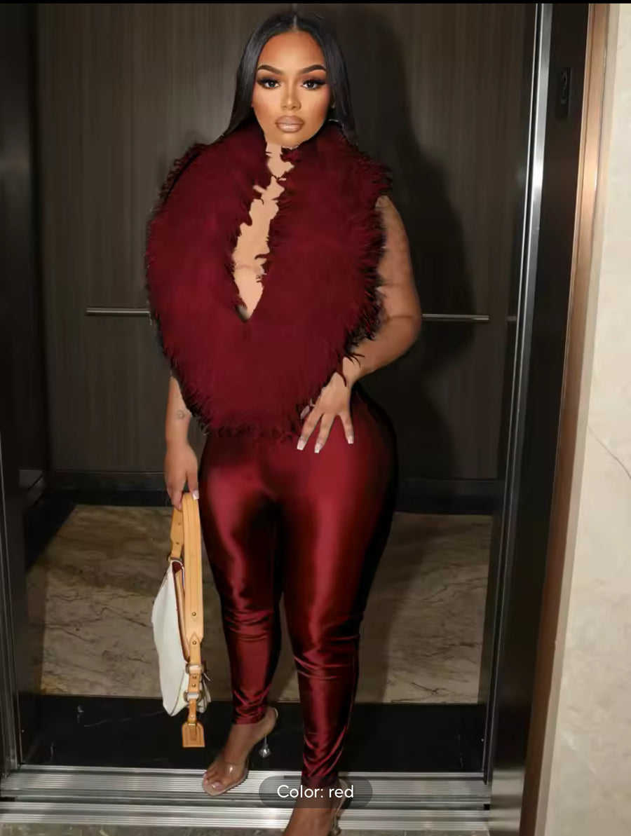 FUR JUMPSUIT