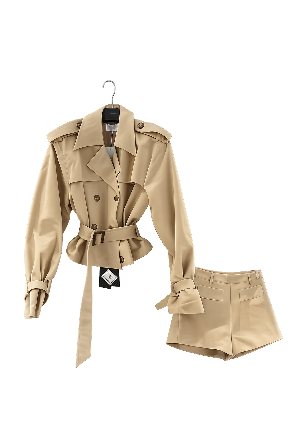 Luxury Co. | Cropped Trench Set – Beige Two-Piece LUXURY CO. FASHION BRAND