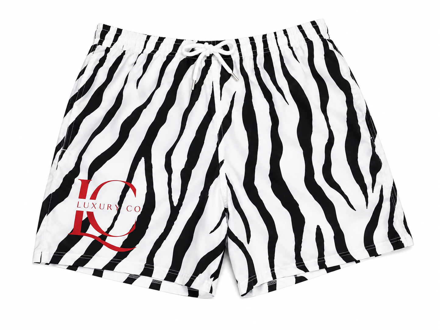 Luxury Co. Men’s Zebra Print Swim Trunks