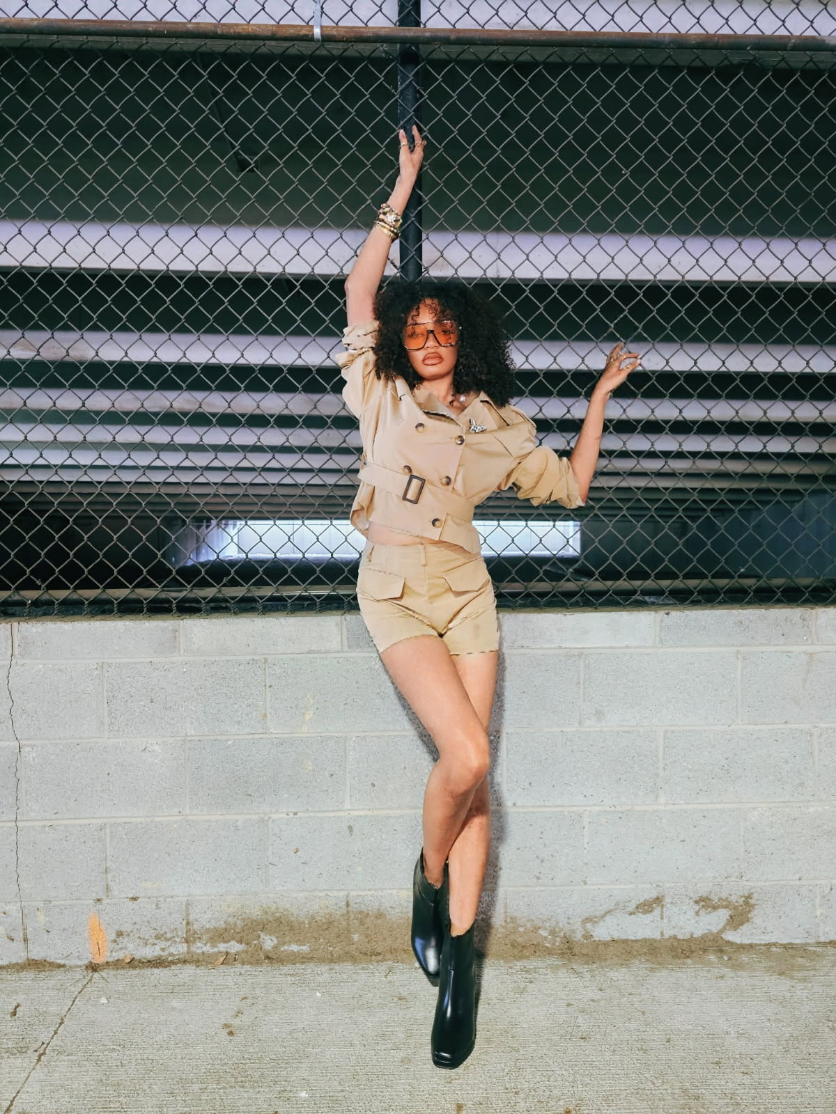 Luxury Co. | Cropped Trench Set – Beige Two-Piece LUXURY CO. FASHION BRAND