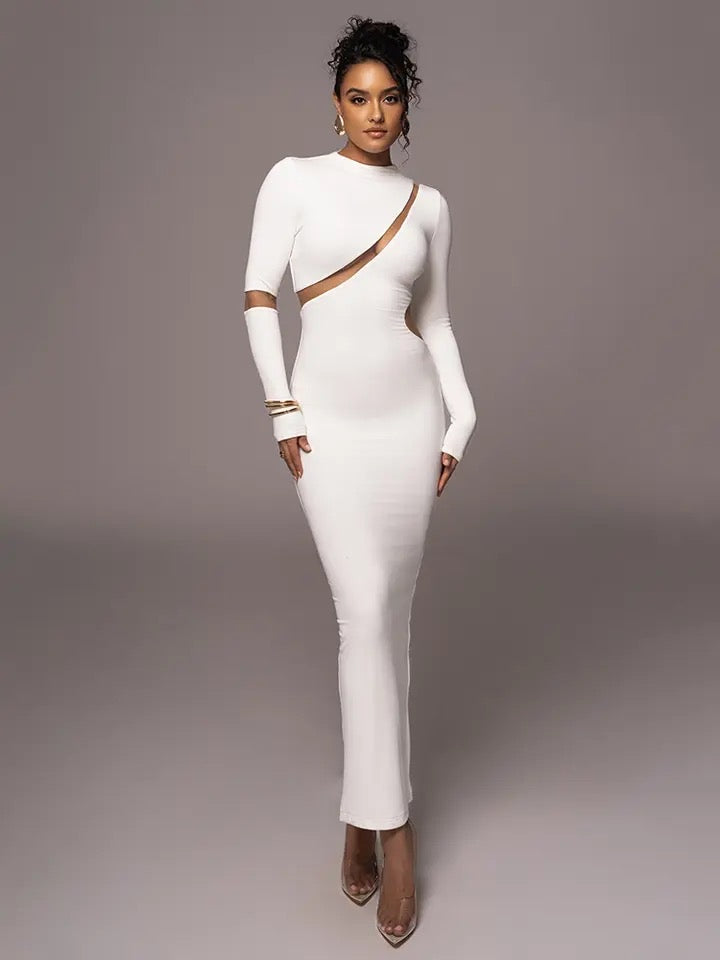 front white mesh bodycon dress