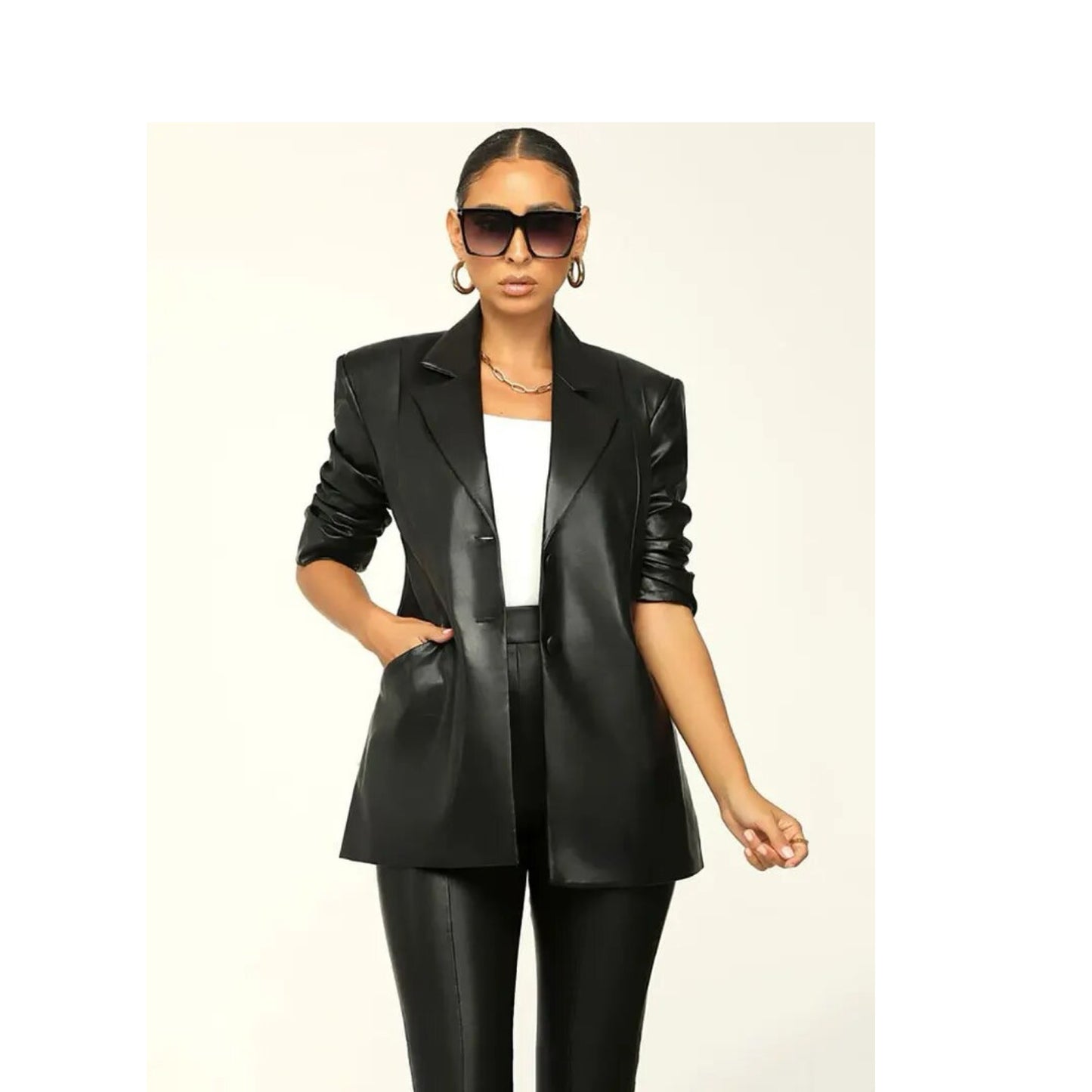 Leather two piece blazer