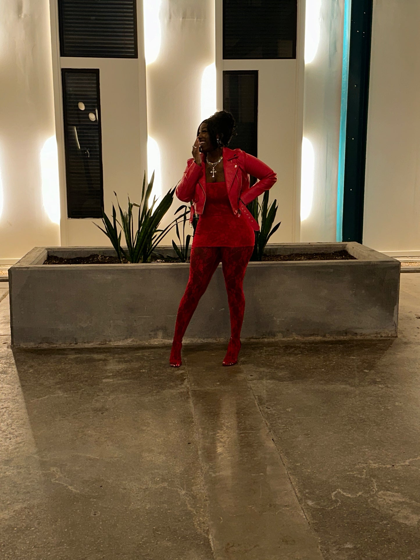 Red Lace Two Piece Set