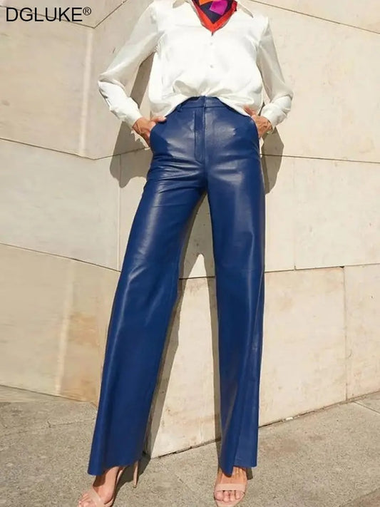 Colored Faux Leather Dress Pant