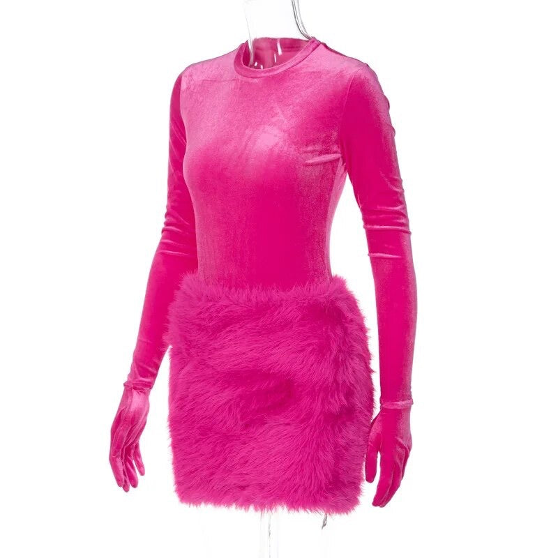 Long Sleeve Gloved Fur Dress Luxury Professionals Shop Long Sleeve Gloved Fur Dress Luxury Professionals Shop