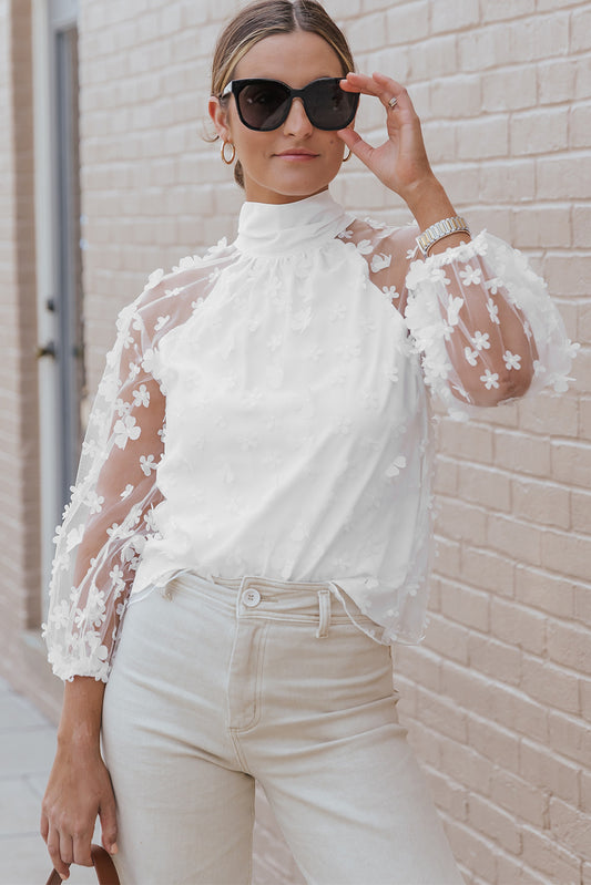 Long Sleeve Chic Professional Applique Blouse